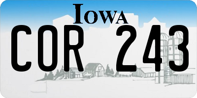 IA license plate COR243