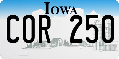 IA license plate COR250
