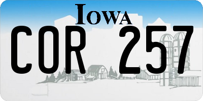 IA license plate COR257