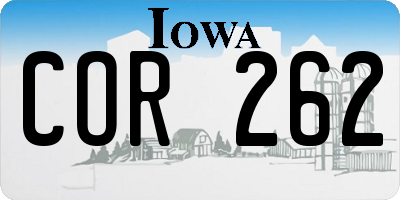 IA license plate COR262