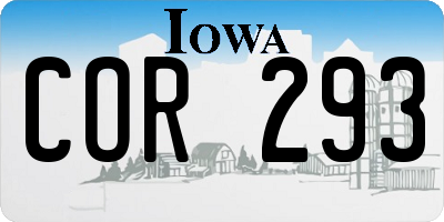 IA license plate COR293