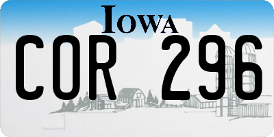 IA license plate COR296