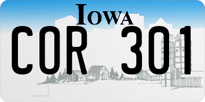 IA license plate COR301