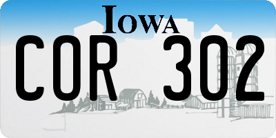 IA license plate COR302