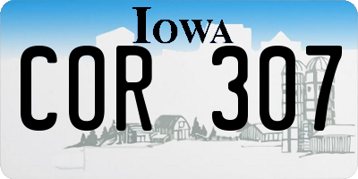 IA license plate COR307