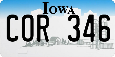 IA license plate COR346
