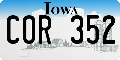 IA license plate COR352