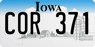 IA license plate COR371