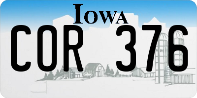IA license plate COR376