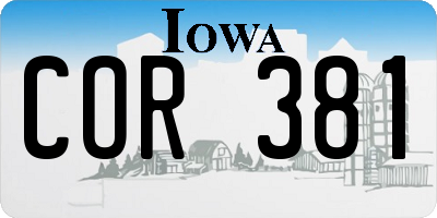 IA license plate COR381