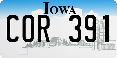 IA license plate COR391
