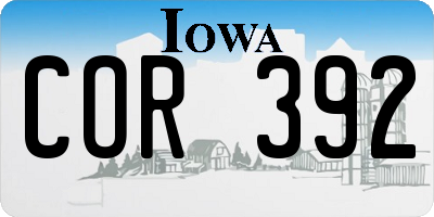 IA license plate COR392