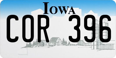 IA license plate COR396