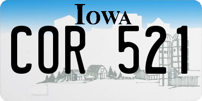 IA license plate COR521