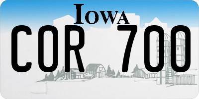 IA license plate COR700