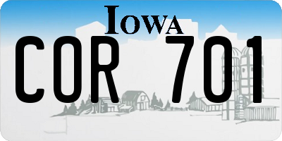 IA license plate COR701