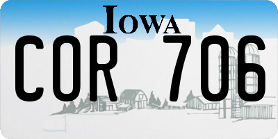 IA license plate COR706