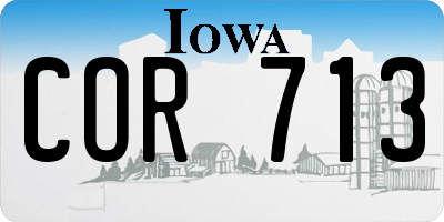 IA license plate COR713