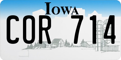 IA license plate COR714