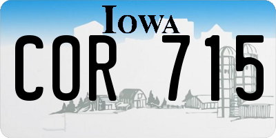 IA license plate COR715