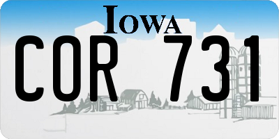 IA license plate COR731
