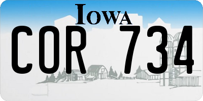 IA license plate COR734