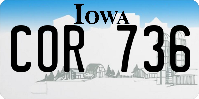 IA license plate COR736