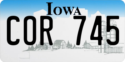 IA license plate COR745