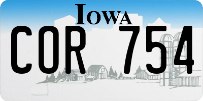 IA license plate COR754