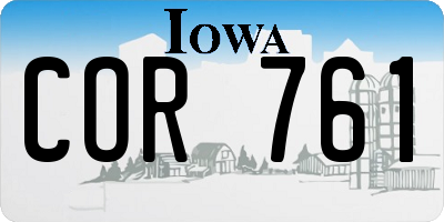 IA license plate COR761