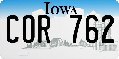 IA license plate COR762