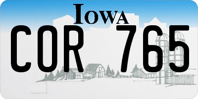 IA license plate COR765