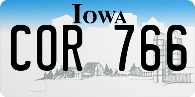 IA license plate COR766
