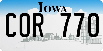 IA license plate COR770