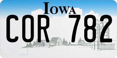 IA license plate COR782