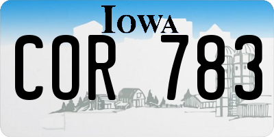 IA license plate COR783