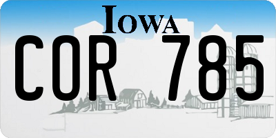 IA license plate COR785