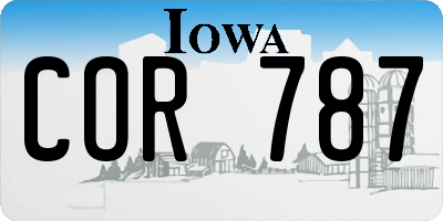 IA license plate COR787