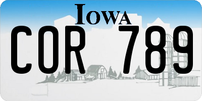 IA license plate COR789