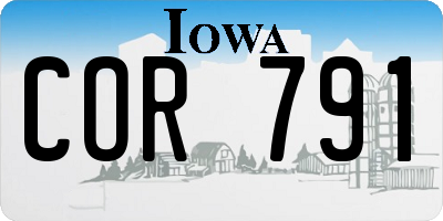 IA license plate COR791