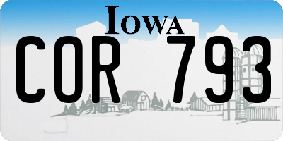 IA license plate COR793