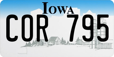 IA license plate COR795