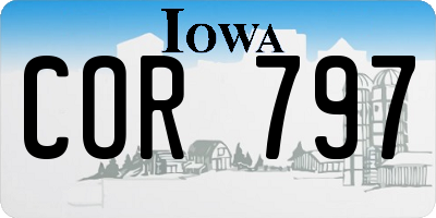 IA license plate COR797