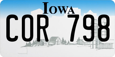 IA license plate COR798