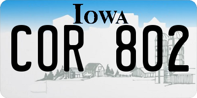IA license plate COR802