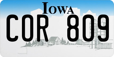 IA license plate COR809