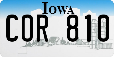 IA license plate COR810