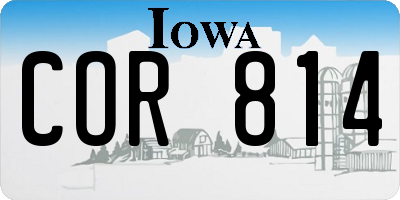 IA license plate COR814
