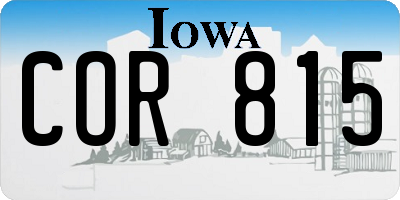 IA license plate COR815