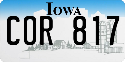 IA license plate COR817